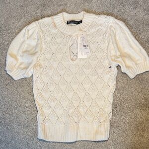 Ivory Knit Short Sleeve Sweater